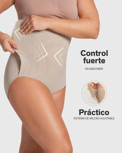 Faja pantalón postquirúrgica con laterales en velcro#color_802-cafe-claro