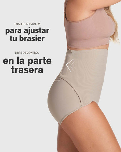 Faja pantalón postquirúrgica con laterales en velcro#color_802-cafe-claro