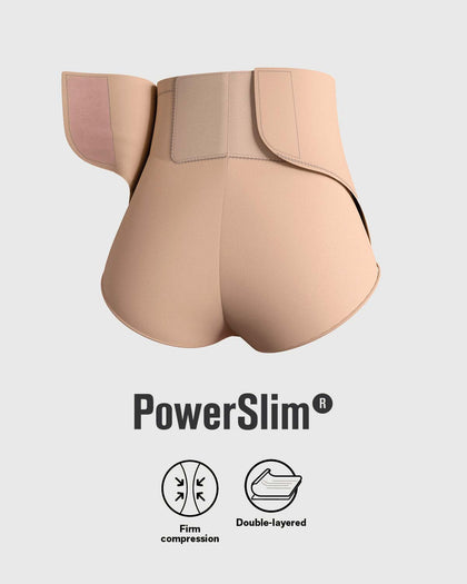 Faja pantalón postquirúrgica con laterales en velcro#color_802-cafe-claro