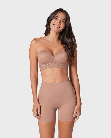 Short de compresión con almohadillas removibles levanta cola#color_857-cafe-medio