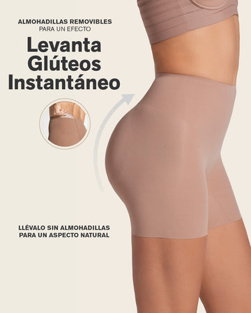 Short de compresión con almohadillas removibles levanta cola#color_857-cafe-medio