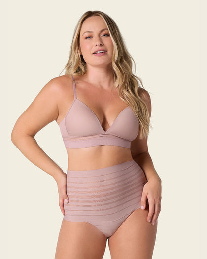 Panty alto de compresión suave con SmartLace® en bandas#color_281-palo-de-rosa