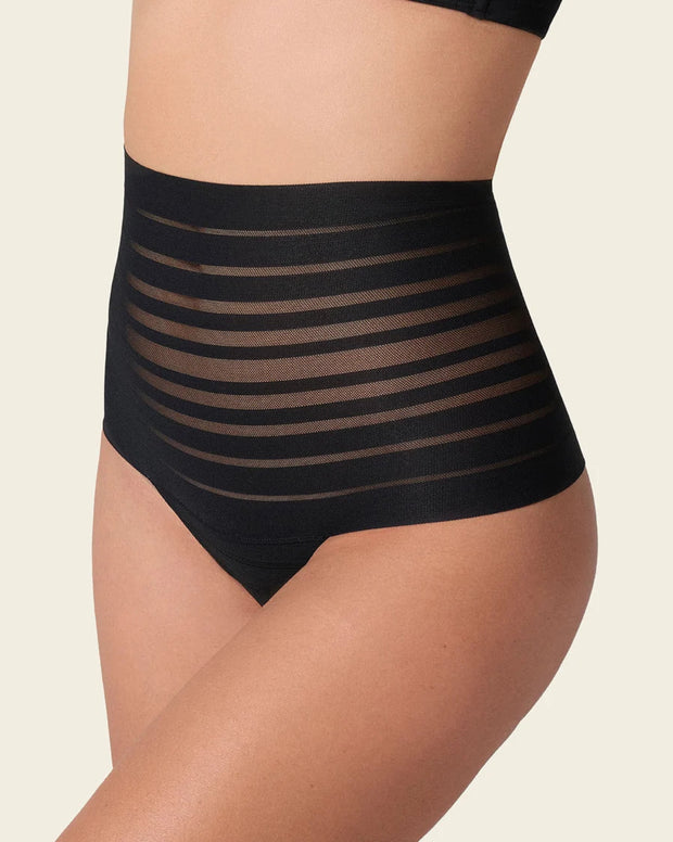 Panty alto de compresión suave con encanje en bandas