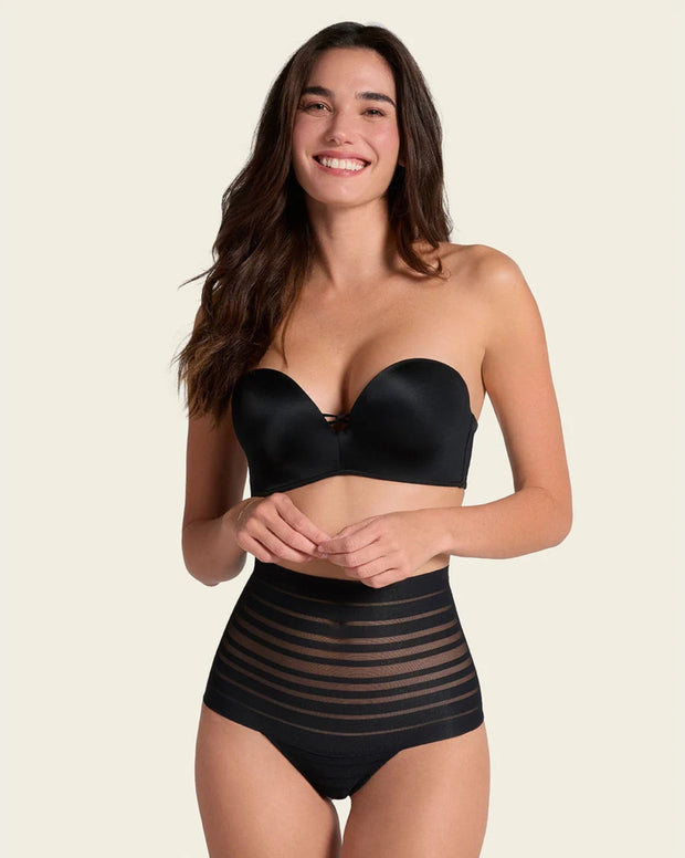 Panty alto de compresión suave con encanje en bandas