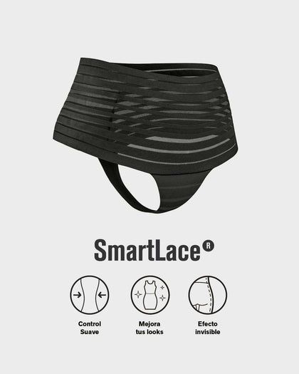 Panty alto de compresión suave con encanje en bandas#color_700-negro