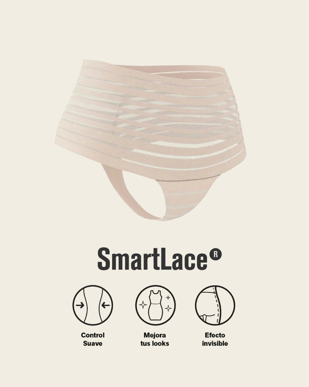 Panty alto de compresión suave con encanje en bandas