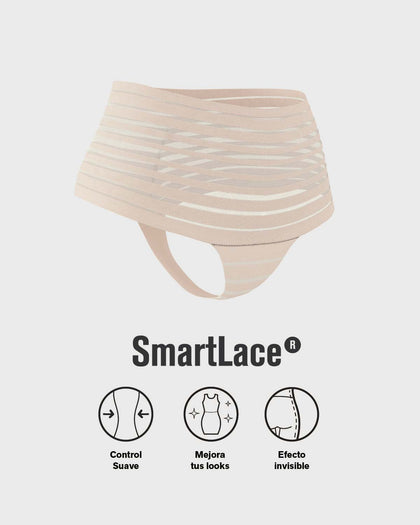 Panty alto de compresión suave con encanje en bandas#color_802-cafe-claro