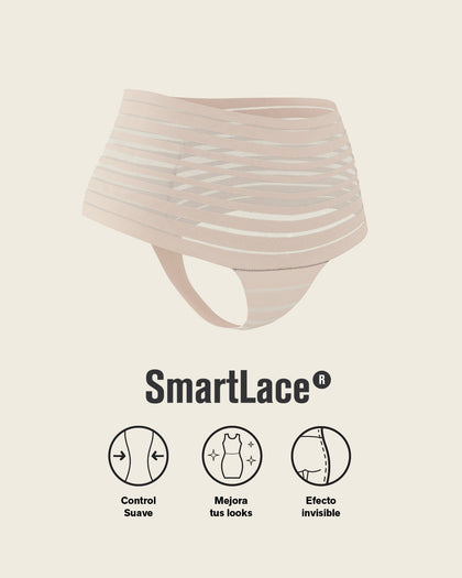 Panty alto de compresión suave con SmartLace® en bandas#color_589-azul-medio