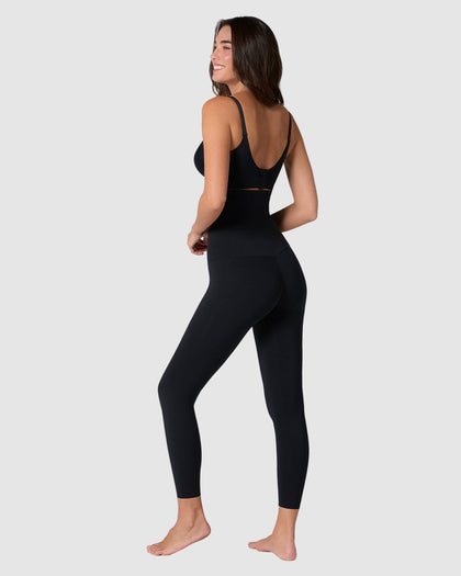 Legging de tiro alto de compresión en abdomen y piernas#color_700-negro