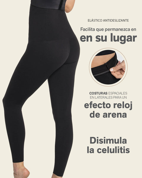 Legging de tiro alto de compresión en abdomen y piernas#color_700-negro