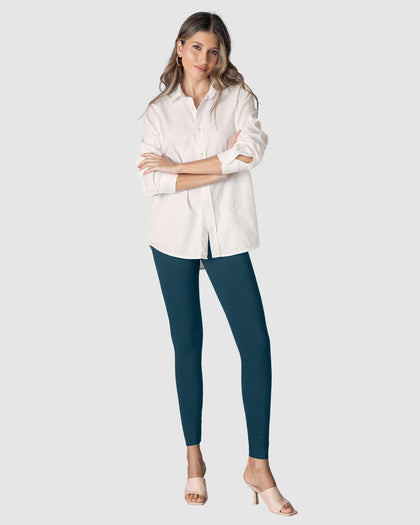 Legging de tiro alto de compresión en abdomen y piernas#color_b55-azul-oscuro