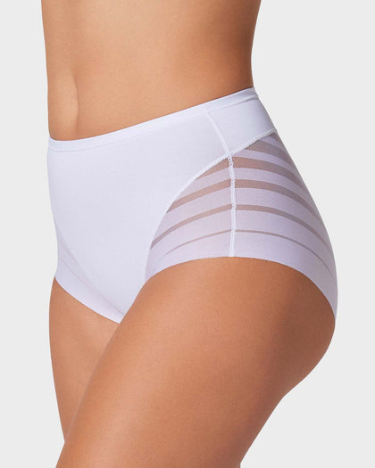 Panty faja clásico con compresión moderada de abdomen y bandas en tul#color_000-blanco