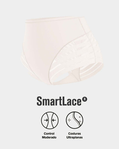 Panty faja clásico con compresión moderada de abdomen y bandas en tul#color_000-blanco