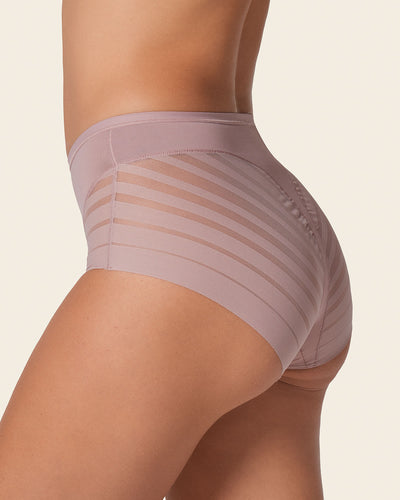 Panty faja clásico con compresión moderada de abdomen y bandas en tul#color_281-palo-de-rosa