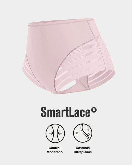 Panty faja clásico con compresión moderada de abdomen y bandas en tul#color_281-palo-de-rosa