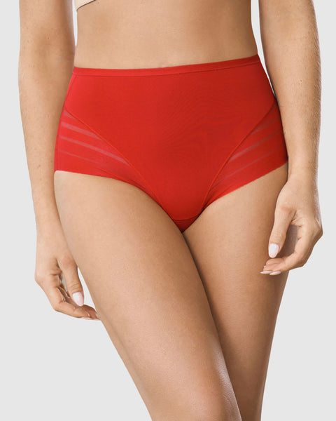 Panty faja clásico con compresión moderada de abdomen y bandas en tul#color_323-rojo