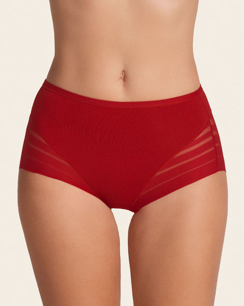 Panty faja clásico con compresión moderada de abdomen y bandas en tul#color_323-rojo