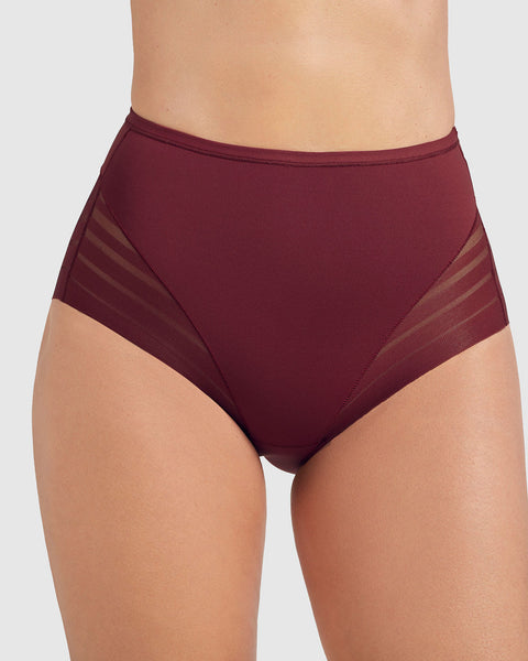 Panty faja clásico con compresión moderada de abdomen y bandas en tul#color_382-vino-tinto
