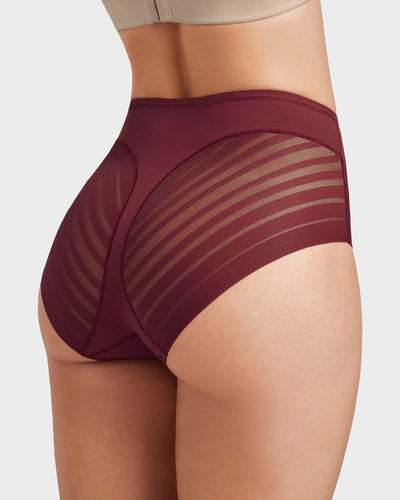 Panty faja clásico con compresión moderada de abdomen y bandas en tul#color_382-vino-tinto