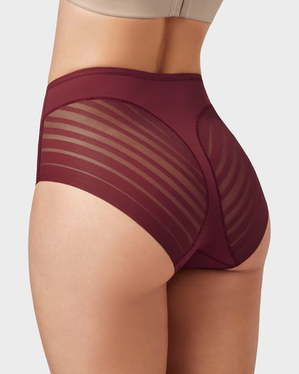 Panty faja clásico con compresión moderada de abdomen y bandas en tul#color_382-vino-tinto