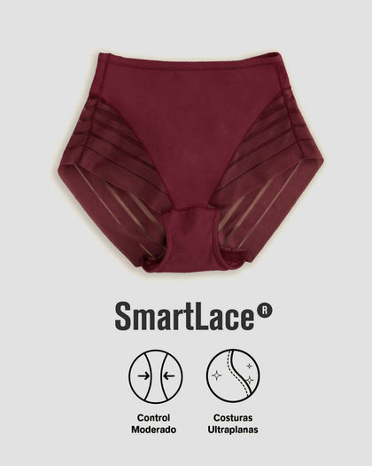 Panty faja clásico con compresión moderada de abdomen y bandas en tul#color_382-vino-tinto