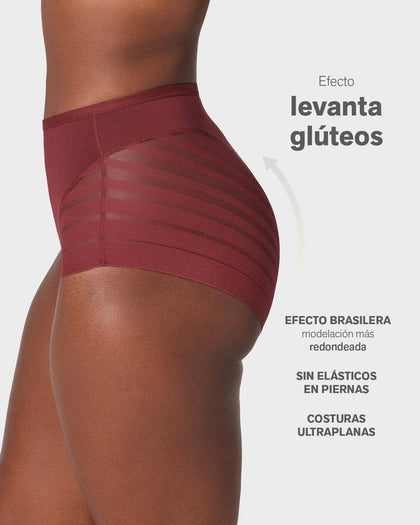 Panty faja clásico con compresión moderada de abdomen y bandas en tul#color_382-vino-tinto