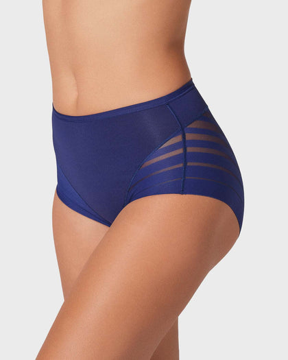 Panty faja clásico con compresión moderada de abdomen y bandas en tul#color_536-azul-oscuro
