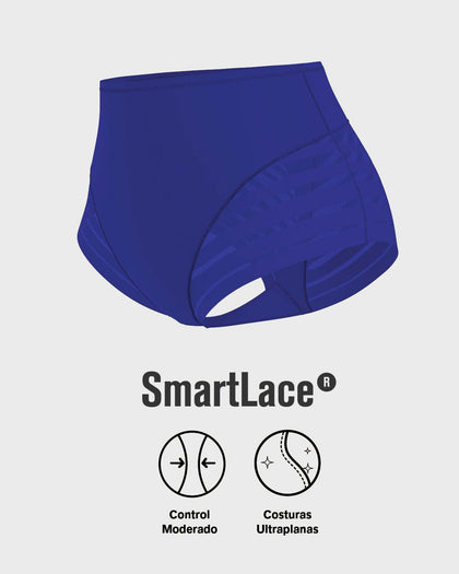 Panty faja clásico con compresión moderada de abdomen y bandas en tul#color_536-azul-oscuro