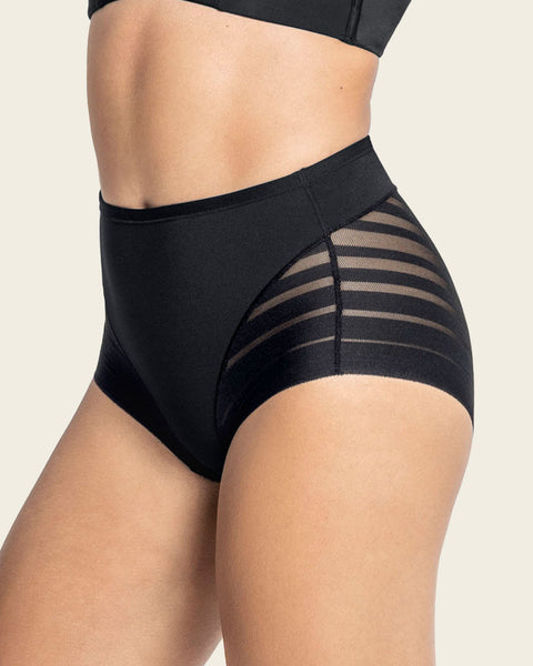 Panty faja clásico con compresión moderada de abdomen y bandas en tul#color_700-negro