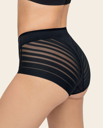 Panty faja clásico con compresión moderada de abdomen y bandas en tul#color_700-negro