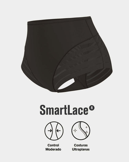 Panty faja clásico con compresión moderada de abdomen y bandas en tul#color_700-negro