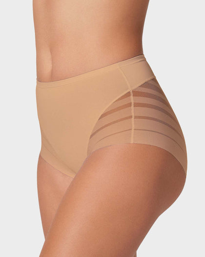 Panty faja clásico con compresión moderada de abdomen y bandas en tul#color_801-cafe-medio