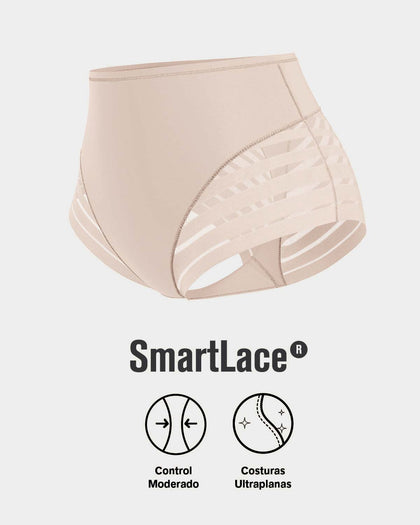 Panty faja clásico con compresión moderada de abdomen y bandas en tul#color_802-cafe-claro