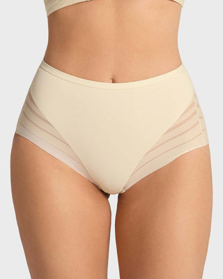 Panty faja clásico con compresión moderada de abdomen y bandas en tul#color_898-marfil