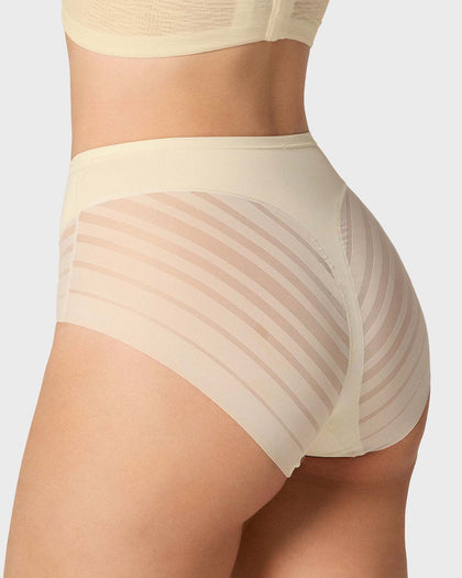 Panty faja clásico con compresión moderada de abdomen y bandas en tul#color_898-marfil