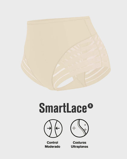 Panty faja clásico con compresión moderada de abdomen y bandas en tul#color_898-marfil
