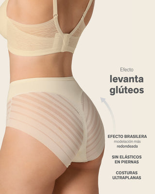 Panty faja clásico con compresión moderada de abdomen y bandas en tul#color_898-marfil