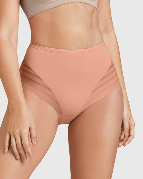 Panty faja clásico con compresión moderada de abdomen y bandas en tul#color_a18-rosa-pastel