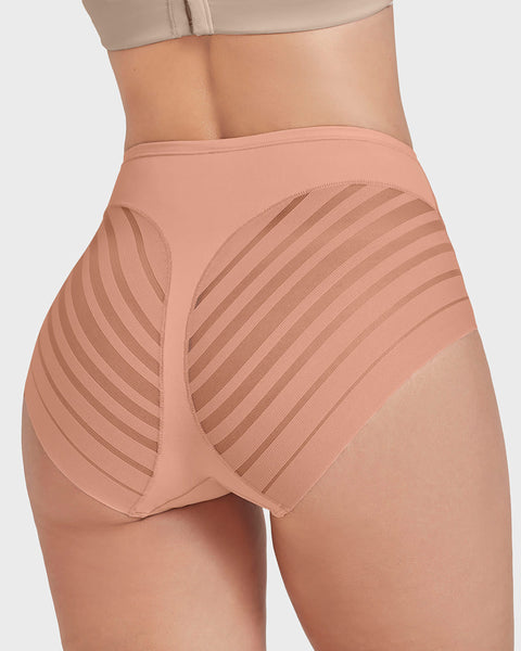 Panty faja clásico con compresión moderada de abdomen y bandas en tul#color_a18-rosa-pastel
