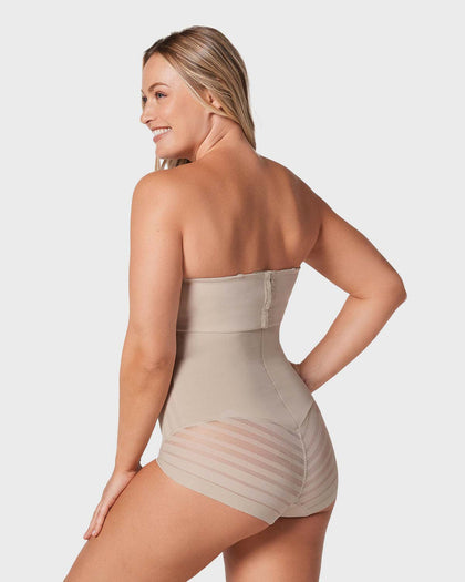 Panty faja busto libre de compresión de abdomen invisible en piernas#color_802-cafe-claro