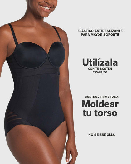Panty faja busto libre de compresión de abdomen invisible en piernas#color_700-negro