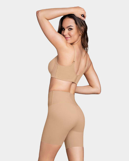 Short de compresión de abdomen y cintura que disimula la celulitis#color_801-cafe-medio