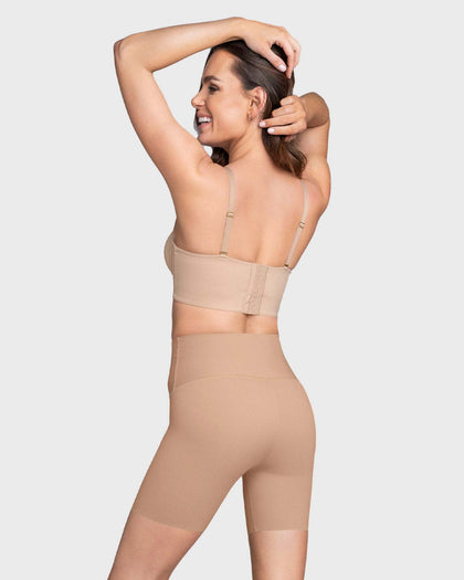 Short de compresión de abdomen y cintura que disimula la celulitis#color_801-cafe-medio