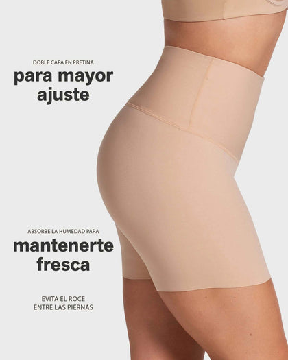 Short de compresión de abdomen y cintura que disimula la celulitis#color_281-rosa-palido