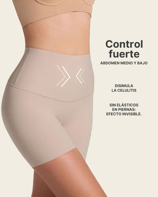Short de compresión de abdomen y cintura que disimula la celulitis#color_802-cafe-claro