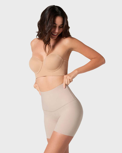 Short de compresión de abdomen y cintura que disimula la celulitis#color_802-cafe-claro