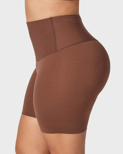 Short de compresión de abdomen y cintura que disimula la celulitis#color_875-cafe-oscuro