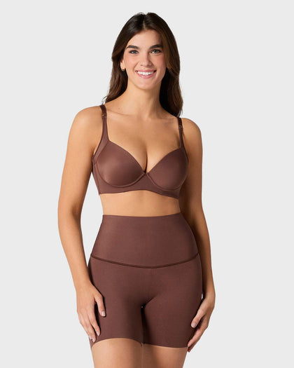 Short de compresión de abdomen y cintura que disimula la celulitis#color_875-cafe-oscuro