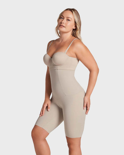 Faja pantalón de tiro alto con compresión en abdomen y cintura#color_802-cafe-claro