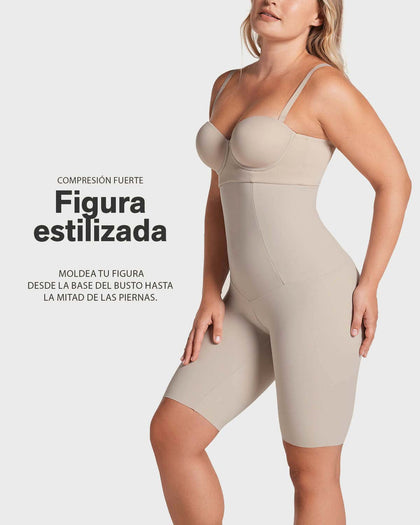 Faja pantalón de tiro alto con compresión en abdomen y cintura#color_802-cafe-claro